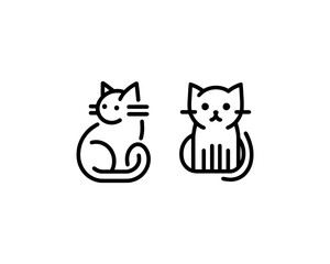 Minimalist Cat line art logo design icon vector illustration. Animal logotype concept. Outline cat logo.