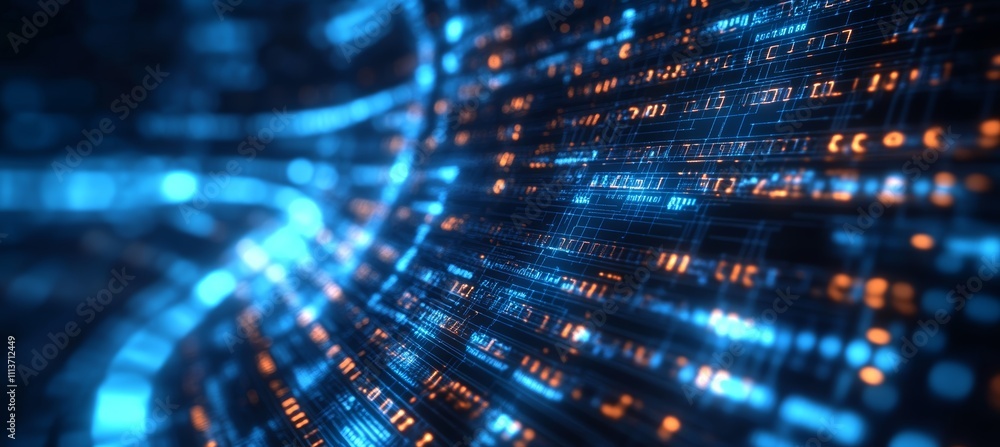 Leinwandbilder cyberspace technology with binary data flow. virtual wireless transfer. generative ai technology.