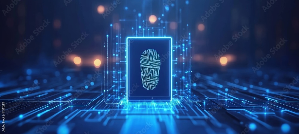 Aufkleber Digital fingerprint security system. Internet biometric human identification. Generative AI technology.