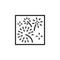 Boom, Flash, Explosion, Glow of festive Fireworks in the sky. Vector flat graphic icon with editable stroke line. International and Chinese New Year and other holidays design element.