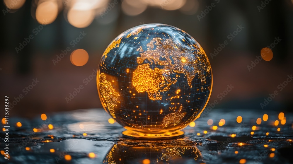 Poster holding globe business global internet connection application technology and digital marketing finan