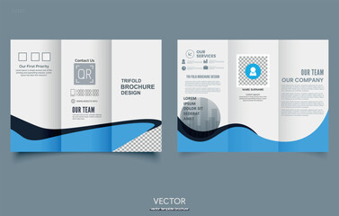 Tri fold wave brochure layout. Tri fold business brochure template