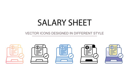 Salary Sheet icon design with white background stock illustration