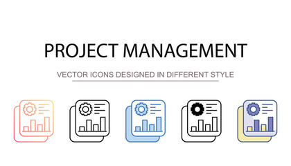Project Management icon design with white background stock illustration