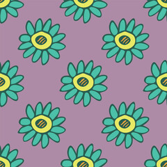 Summer seamless pattern with flowers doodle for decorative print, wrapping paper, greeting cards, wallpaper and fabric