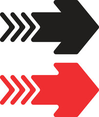 Two arrows, one red one black