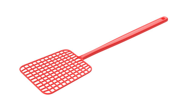 Red fly swatter on transparent background