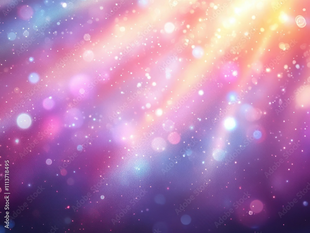 Poster sparkling light flash background with ethereal rays and bokeh effects