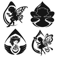 logo Fairy Silhouette Set vector illustration