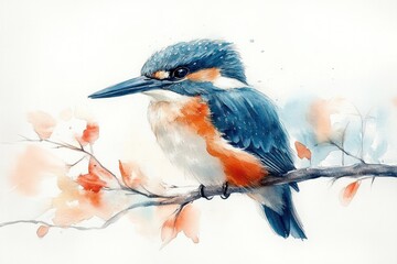 Kookaburra Bird Watercolor Painting in Pastel Colors Detailed Illustration Art Wildlife Animal
