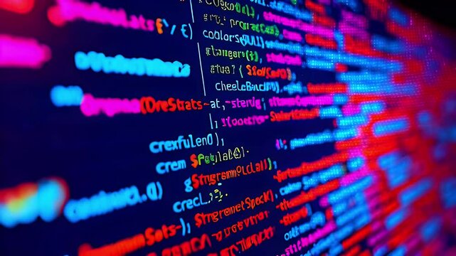 Colorful programming code displayed on a screen, showcasing syntax and structure.