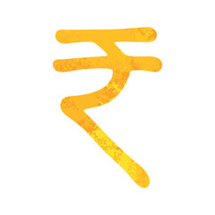 Hand drawn rupee Gold currency symbol Brush stroke doodle Single element for design