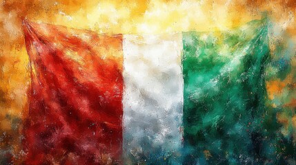 Vibrant Watercolor Italian Flag Background Banner Pattern Abstract Brushstroke Splash Creative Texture