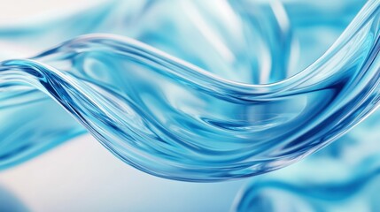 Flowing blue liquid gracefully twirls in an ethereal wave pattern, creating a serene and soothing ambiance.