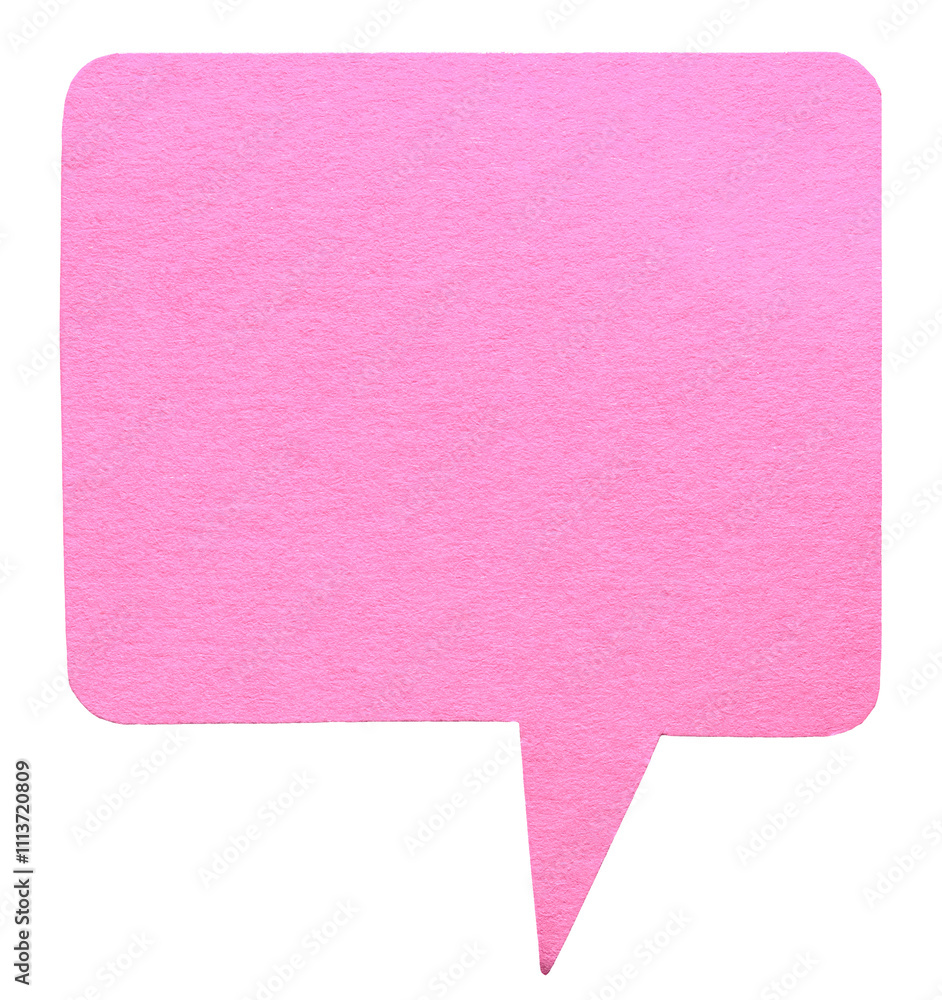 Fototapete pink blank cut out cardboard paper speech bubble with round rounded corners rough edges, copy space 