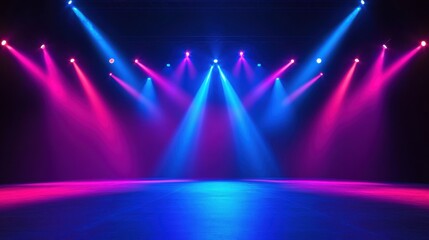 Vibrant stage lights casting colorful patterns in a dark performance space.