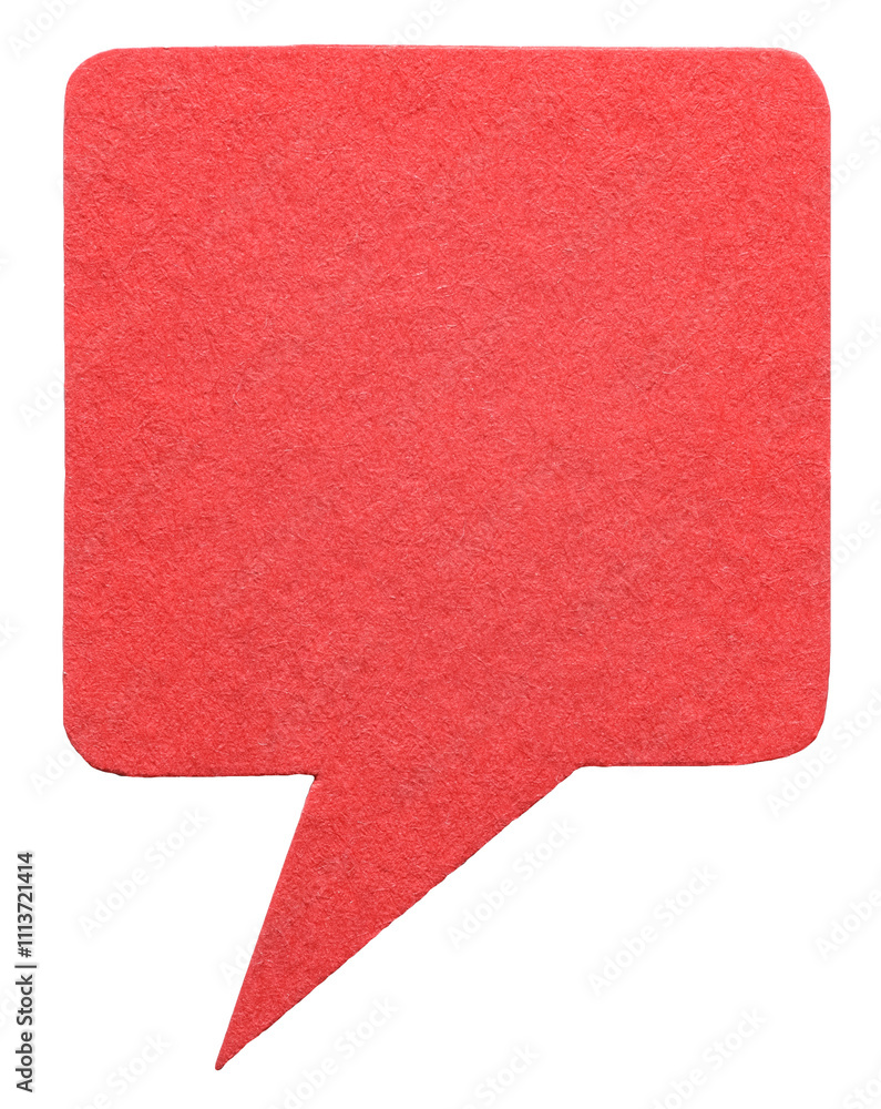 Fototapete red blank cut out cardboard paper speech bubble with round rounded corners rough edges, copy space f