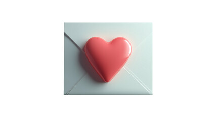 Love message sign. Cute envelope with heart. Love letter, romantic gift. Sign, symbol, design element. Isolated, cutout 
