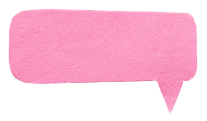 Pink blank cut out cardboard paper speech bubble with round rounded corners rough edges, copy space for text on transparent png background design element