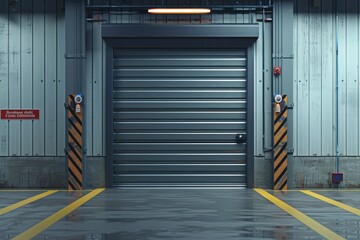 Security roller shutters for industrial building entrances with automatic system.