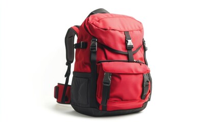 Red Backpack Isolated on White