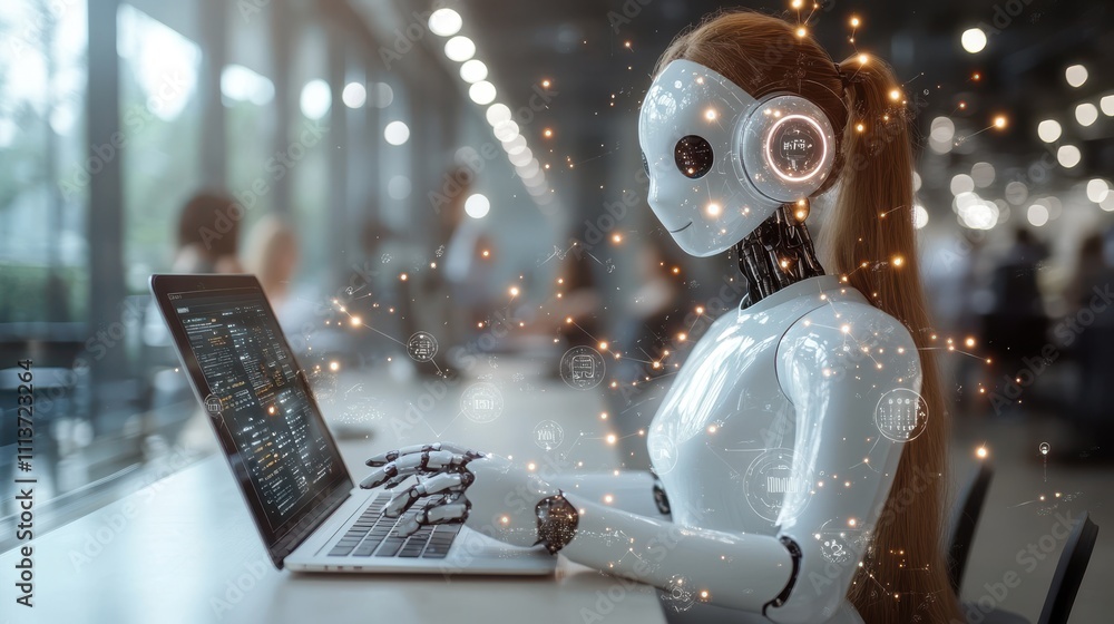 Poster conceptually an chatbot or artificial intelligence that can naturally communicate through messages w
