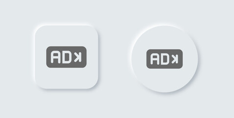 Skip ad solid icon in neomorphic design style. Advertisement signs vector illustration.