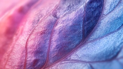 Abstract Close Up Of Pink And Blue Leaf Veins