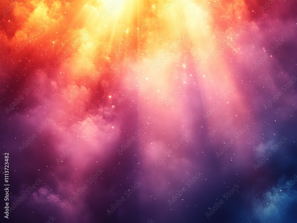 Poster sparkling light beams abstract background with dreamy pastel colors and bokeh effect