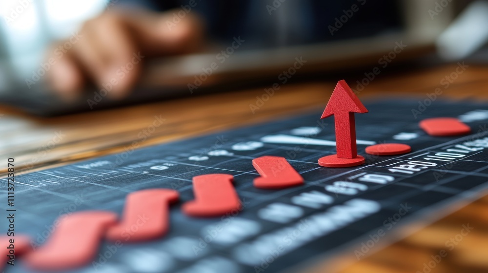 Poster cost reduction concept with his hand lowers the arrow of the graph cost text with a down arrow budge