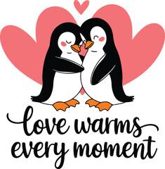 Fototapeta premium Sweet Valentine penguin in Romantic Settings.penguin vector