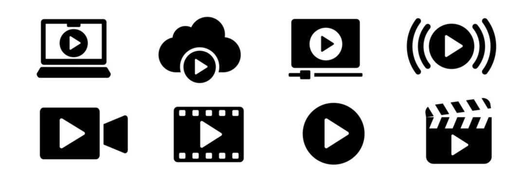 Video icon set. Media icon set