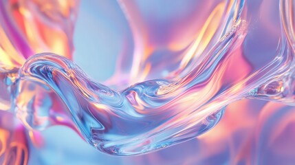 Obraz premium Abstract flow of colorful liquid, blending pink, blue, and purple hues, creating a serene and dreamy atmosphere.