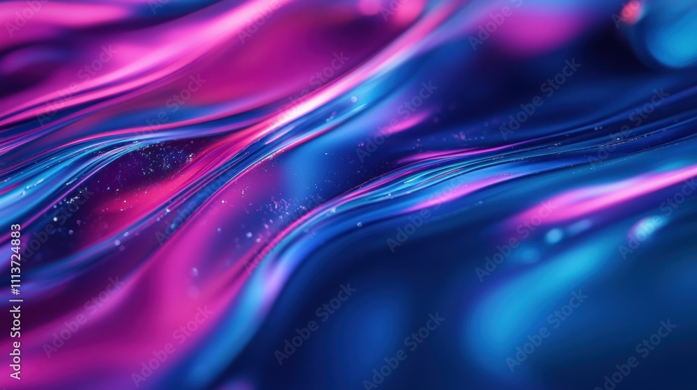 Poster abstract fluid background with vibrant pink and blue waves creating a mesmerizing visual effect.