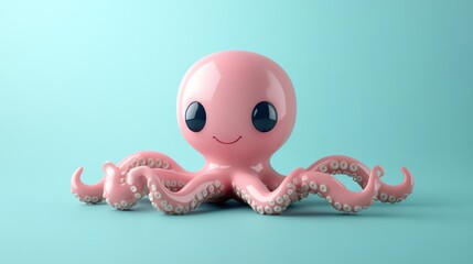 A cute cartoon octopus on a blue background.