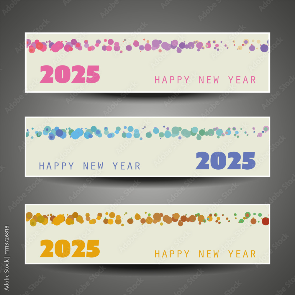 Poster best wishes - set of three colorful new year's header, banner for web design, web template - illustr
