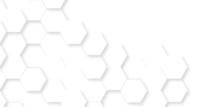 White Hexagonal Background. Luxury White Pattern. 3D Futuristic abstract honeycomb mosaic white background. geometric mesh cell texture. modern futuristic wallpaper. - Powered by Adobe