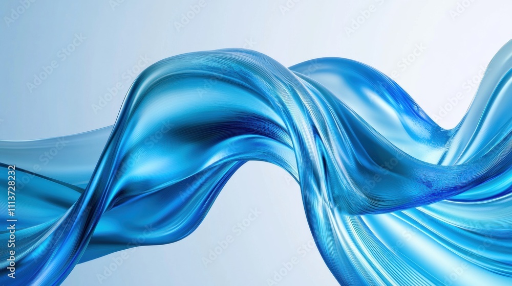 Poster flowing abstract blue waves creating a sense of calm and movement.