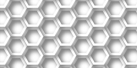 White Hexagonal Background. Luxury White Pattern. Futuristic abstract honeycomb mosaic white...