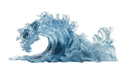 3D Render of a Beach Wave Crash Isolated on White Background for Commercial Use