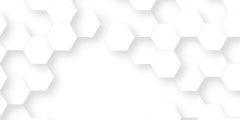 White Hexagonal Background. Luxury White Pattern. 3D Futuristic abstract honeycomb mosaic white...