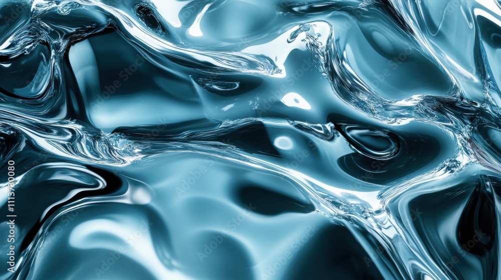 Poster abstract close-up of shimmering blue water waves, creating a dynamic and fluid pattern.