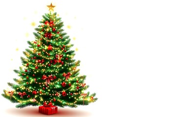 Fototapeta premium Christmas tree on white background. Place for text. 