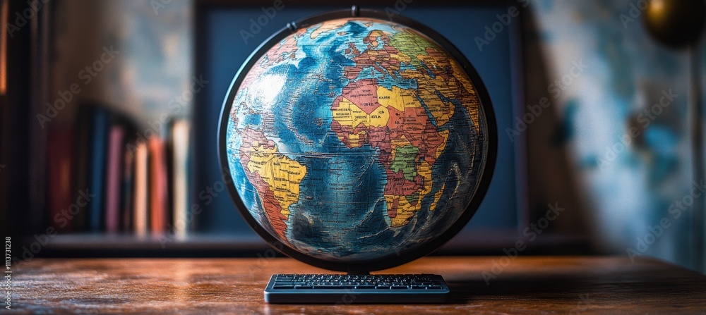Poster Earth globe. Generative AI technology.	
