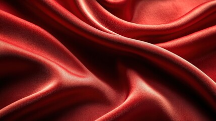 Obraz premium Luxurious red silk fabric with elegant draping and soft folds.