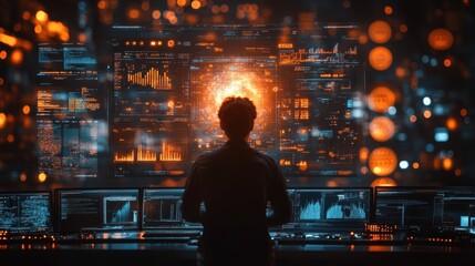 Fototapeta premium data science and big data technology scientist computing analysing and visualizing complex data set on computer data mining artificial intelligence machine learning business analytic