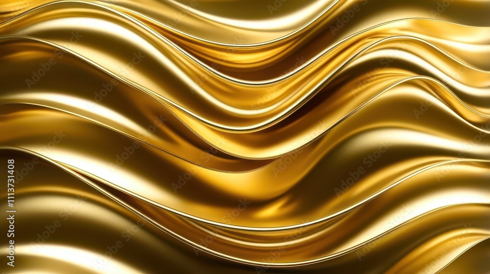 Poster gold colored wave with a shiny texture