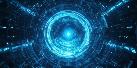 Blue circle with a bright light in the center