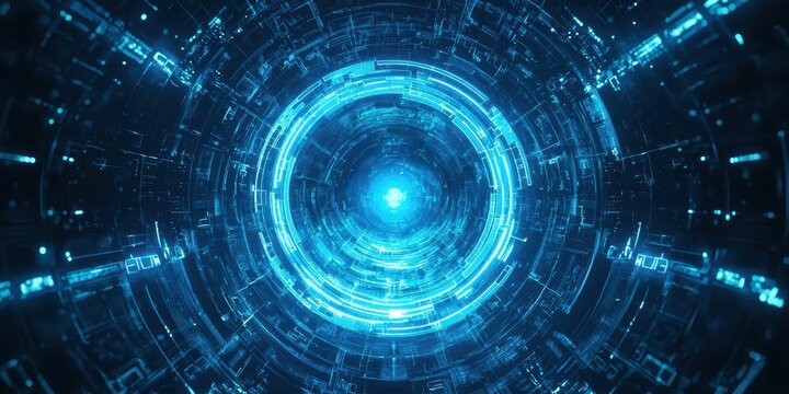 Blue circle with a bright light in the center