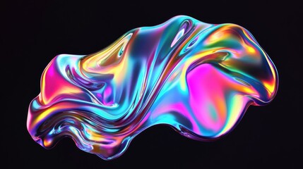Obraz premium A vibrant, abstract fluid design showcases swirling hues of iridescent colors on a dark background.